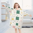 thumbnail image 5 of FORMRS Wearable Blanket Hoodie with Sleeves for Kids Cozy Flannel Sweatshirt, Green Abstract Pattern, 5 of 7