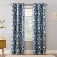 thumbnail image 1 of Sun Zero Tonnelier Botanique Impression Chambre Isolée Thermique Sombrer Panneau Rideau 40 "x 63" Bleu, 1 of 1