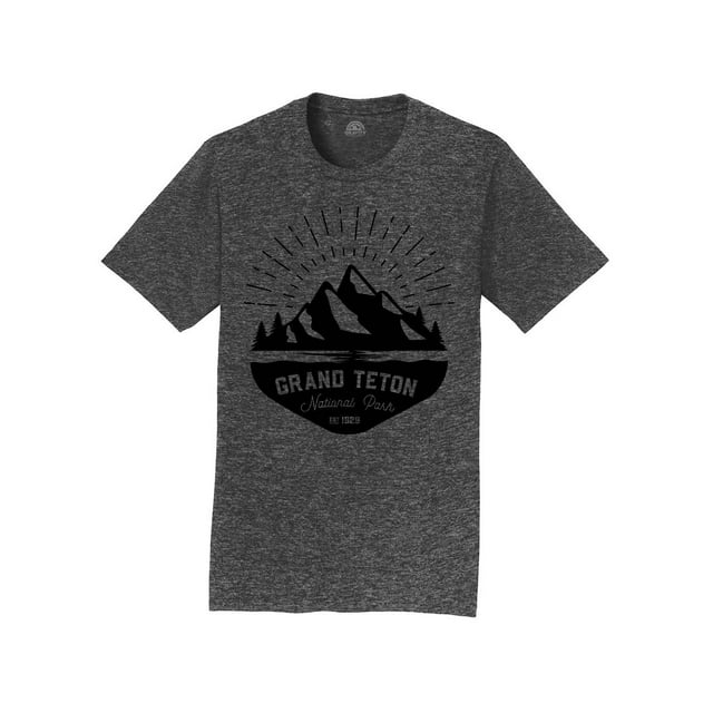 Gravity Outdoor Co. T-Shirt Homme Grand Teton - Logo Noir - Gris Foncé - 3TG