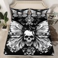 thumbnail image 2 of Homewish Spooky Gothic Skull Bed Sheets,Retro Damask Print King Sheets,White Black Sheet Set For Men Women,Ultra Soft Home Decor,4 Pieces, 2 of 7