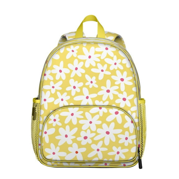 Boho Floral Daisy Students Backpack - Cute Yellow & White Flower Pattern, Durable Waterproof Material with Comfortable Dual Shoulder Support