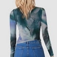thumbnail image 4 of Lace Mesh Sheer Long Sleeve Tops for Women Layering Floral Embroidery See Through Tee Fitted Tight T Shirts Blouses Light Blue M, 4 of 7