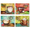 thumbnail image 2 of Gango Home Decor Colorful Coffee Cup Kitchen Wall Art; Four Multi-Color 10x8in Unframed Paper Prints, 2 of 8