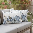thumbnail image 4 of Blue Pumpkin Fall Outdoor Pillow Covers 20"x12" Set of 2,Waterproof Throw Pillow Covers for Patio Furniture,Thanksgiving Eucalyptus Leaves Weeping Decorative Cushion Pillowcases for Garden Couch Sofa, 4 of 9