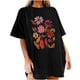 thumbnail image 1 of Faldas Cortas para Mujeres, Impresión de Flores Casual Oversized Camiseta de Manga Corta Top Hecho de 95% Poliéster 5% Spandex para Primavera Verano, Falda Corta de Verano, 1 of 7
