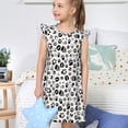 thumbnail image 4 of Fotbe Black Footprints Vestido de Dormir para Niñas de 3 a 10 Años, Mangas Cortas, Estilo Princesa, Pijama Camisón con Mangas Voladas-Large, 4 of 6