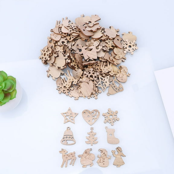 HOOWIFFY DIY Painting Wood Slices Light Yellow 100Pcs 1.2x1x0.04In