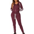 thumbnail image 2 of Ensemble Décontracté pour Femmes à Rayures avec Fermeture Éclair, Manches Longues, Chandail de Sport + Pantalon Long, 2 of 6