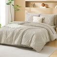 thumbnail image 3 of King Size Comforter Set with Sheets Beige - 7 Pieces Bed in a Bag King Chevron Tufted Boho Luxury Bedding Sets with Comforter, Sheets, Pillowcases & Shams, 3 of 4