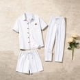 thumbnail image 2 of Eryao Mens Summer Lounge Sets Casual 3 Piece Waffle Knit Short Sleeve Button Down Shirts Matching Pants and Shorts with Pockets,White,L, 2 of 6