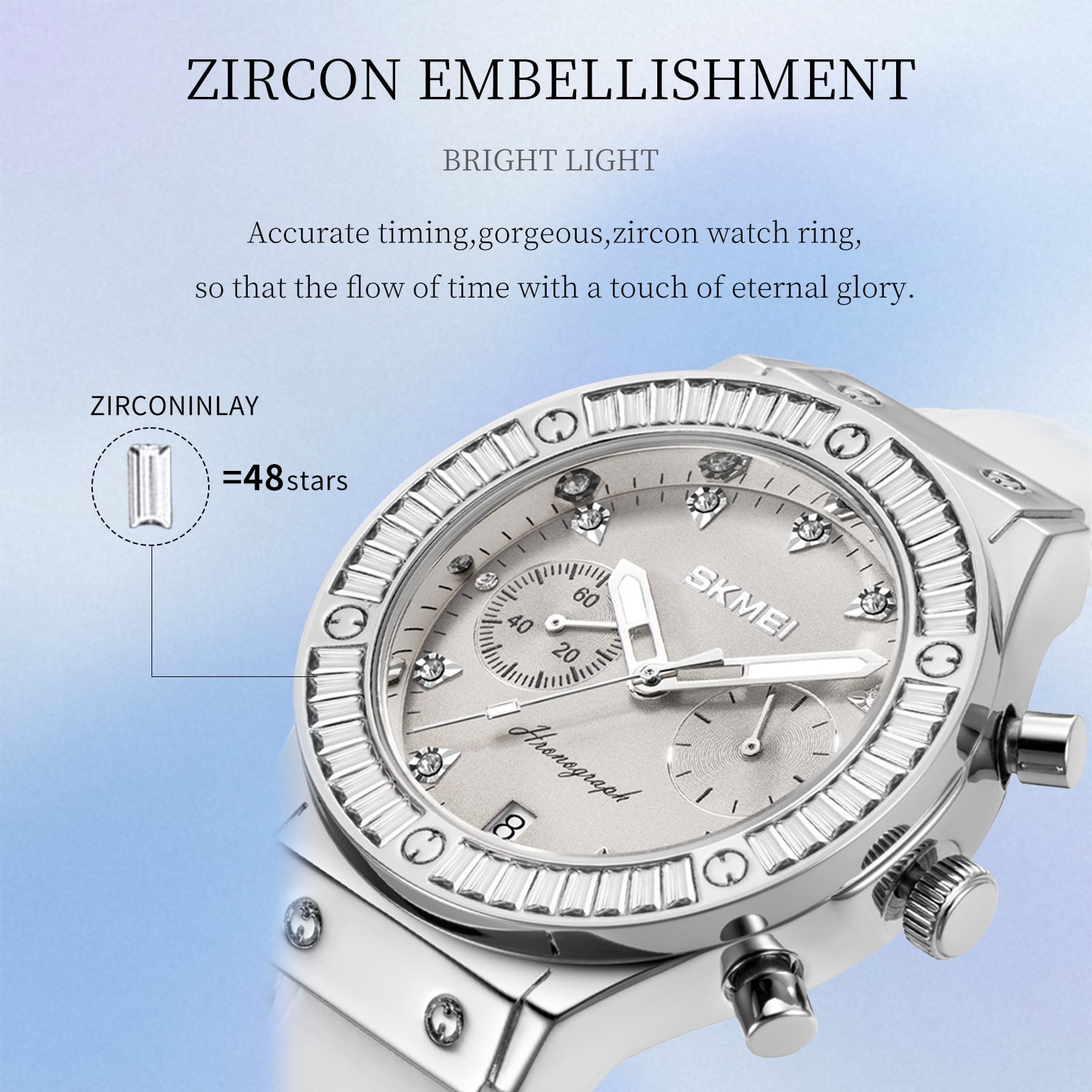 SKMEI Watch for Women Multifunctional Chronograph Watches Fashion Business Analog Quartz Stainless Steel Waterproof Luminous Ladies Wristwatch