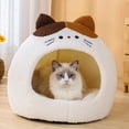 thumbnail image 2 of Lamb Plush Cat Shape Pet Nest, Cat Warm House, Cat Cave, 2 of 7