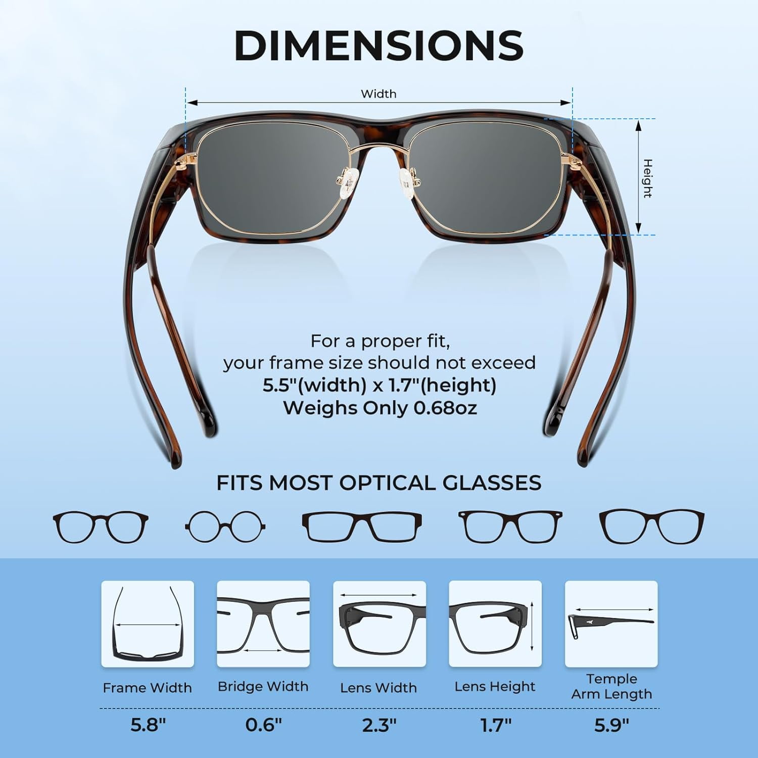 KastKing Molino Fit-Over Polarized Sunglasses,UV400 Protection Ultralight Wraparound Fishing Sports Sunglasses