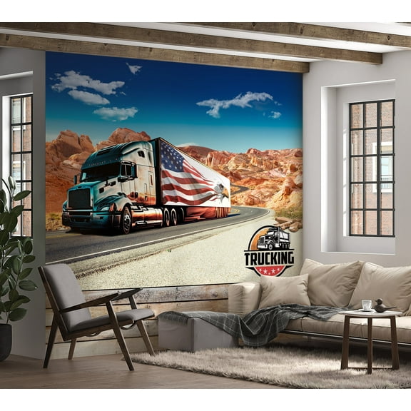 Americana Non-pasted Wallpaper Wall Mural - Eagle Truck