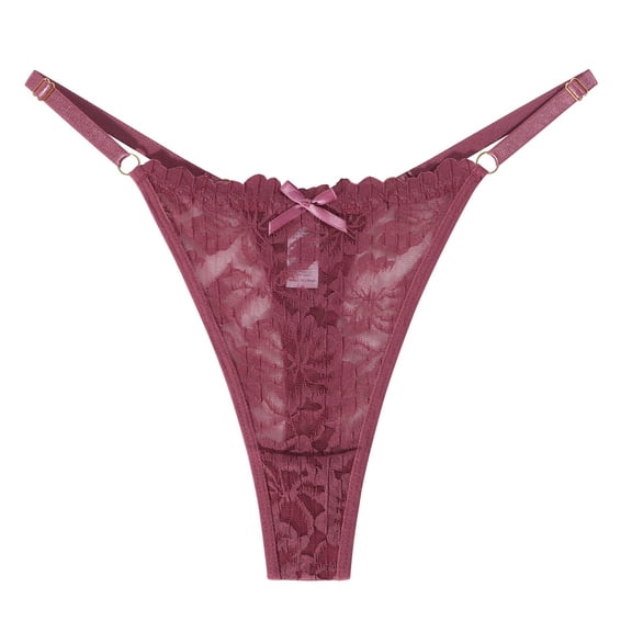 Xijirk Panties for Women,Low Rise Lace Thong Underwear with Bow Tie Hollow Out Design Comfortable Breathable Fit for Casual Wear,Womens Underwear,Rose Gold,M