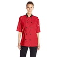 thumbnail image 1 of Vtex 0494-1904 Uncommon Threads Womens Havana Chef Coat SS Mesh Black Trim, Red - Large, 1 of 6