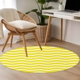 thumbnail image 5 of Area Rug 36in, Yellow Striped Texture Water Ripple Floor Carpet Living Room Rug, Abstract Minimalist Wave Non-Slip Welcome Mat Indoor Rugs for Bedroom Dining Room, 5 of 9