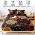 thumbnail image 5 of King Size Fitted Sheet Set - Boho Floral 3 Piece Bedding Sets 16" Deep Pocket Fitted Sheet with 2 Pillowcases, Vintage Blossom Dahlias Rose Rustic Plants Brushed Microfiber Hotel Luxury Bed Sheets, 5 of 9