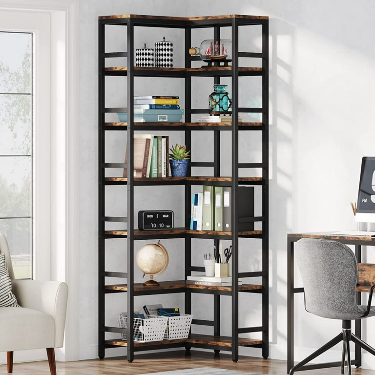 TribeSigns Tribesigns 7-Shelf Corner Bookshelf,Large Modern Corner  Bookcase, 7-Tier Tall Corner Shelf Storage Display Rack with Metal Frame