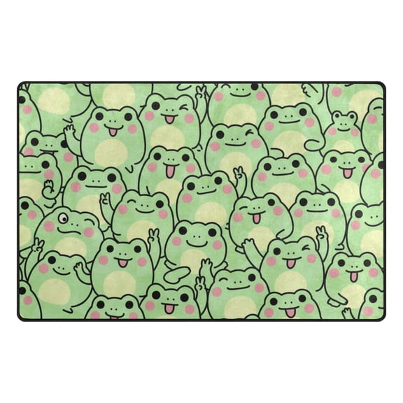 Cute Frog Cartoon Memory Foam Area Rug 31"x20" Non Slip, Absorbent, Fade Proof for Living Room, Bedroom, Office