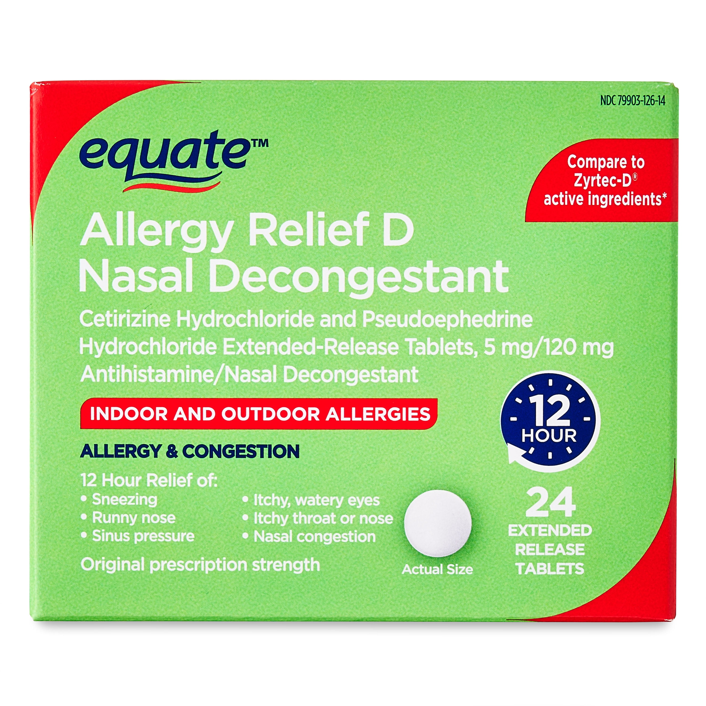 Equate Cetirizine D12 Tab 24ct