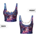 thumbnail image 5 of Fotbe Taxi Colorful Town Pattern Womens' Sports Bra Longline Wirefree Padded with Medium Support Sports Moisture-Wicking Workou Vest,Tank Top-X-Large, 5 of 7
