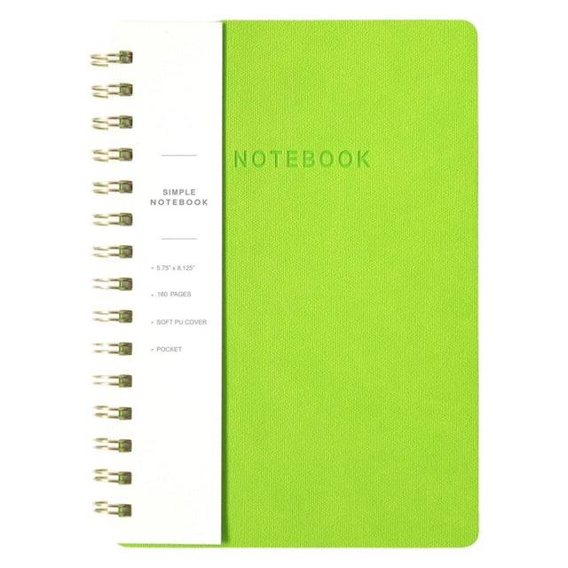 ZTTD Spiral Notebook - 5.8" x 8.1" College Ruled Journal with Inner Pockets and 160 Pages, Soft PU Leather Cover Business Journal, Twin-Wire Binding Notebook Perfect for Office & Home Supplies