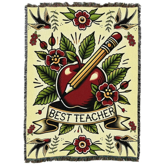 Pure Country Weavers Best Teacher Award Blanket Tapestry Throw Woven from Cotton - Made in The USA (72x54)