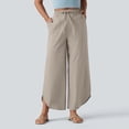 thumbnail image 6 of Laqbezok Women's Waterproof Cargo Pants, High Waist Drawstring Wide Leg Cropped Trousers with Pockets for Hiking Travel Outdoor Vacation, 6 of 8