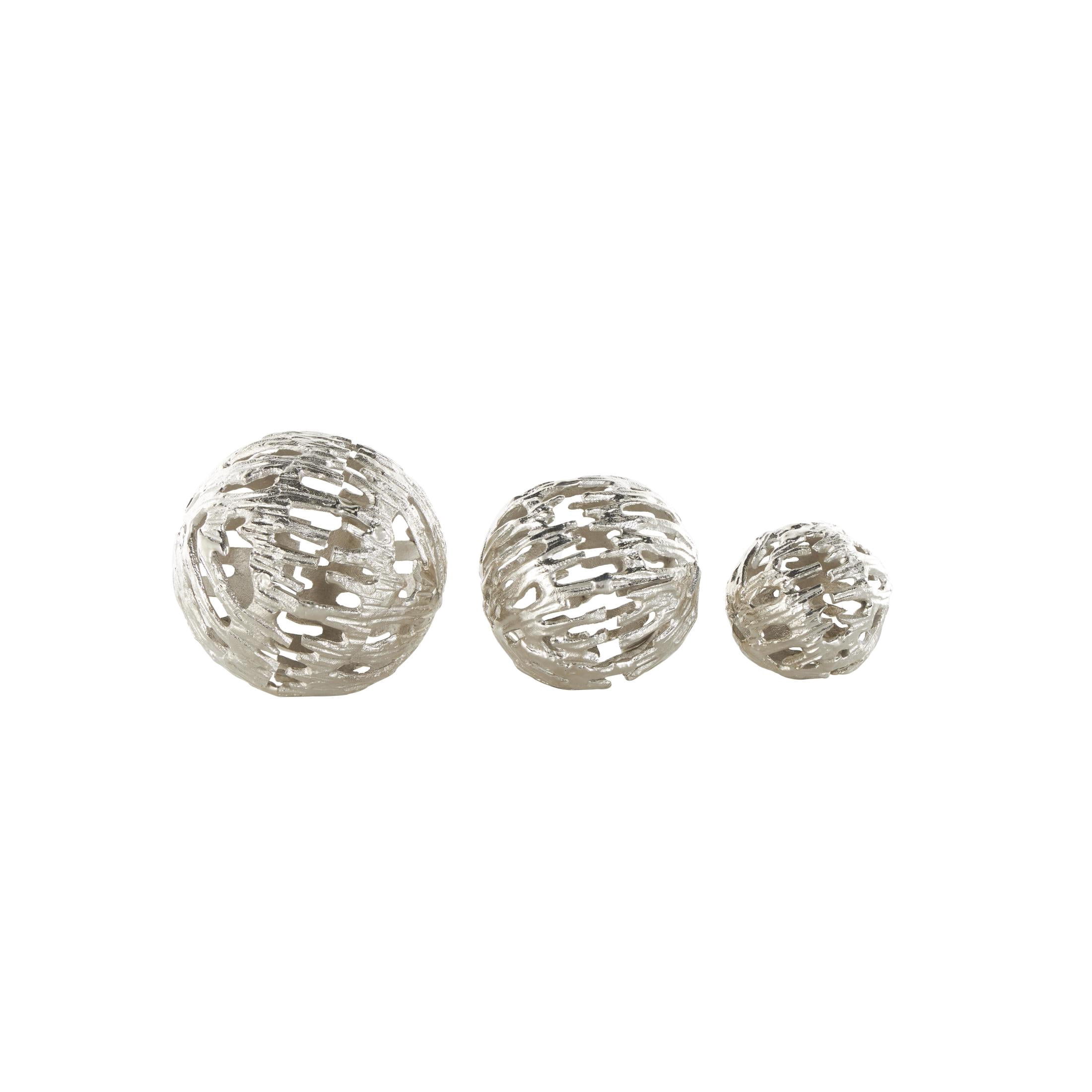 DecMode Silver 7" Abstract Metallic Cutout Aluminum Metal Orbs & Vase Filler (3 Count)