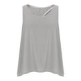 thumbnail image 4 of Sevevn Women's New Solid Color Round Neck Back Slit Casual Top T-shirt Early Access Deals Gray M, 4 of 7