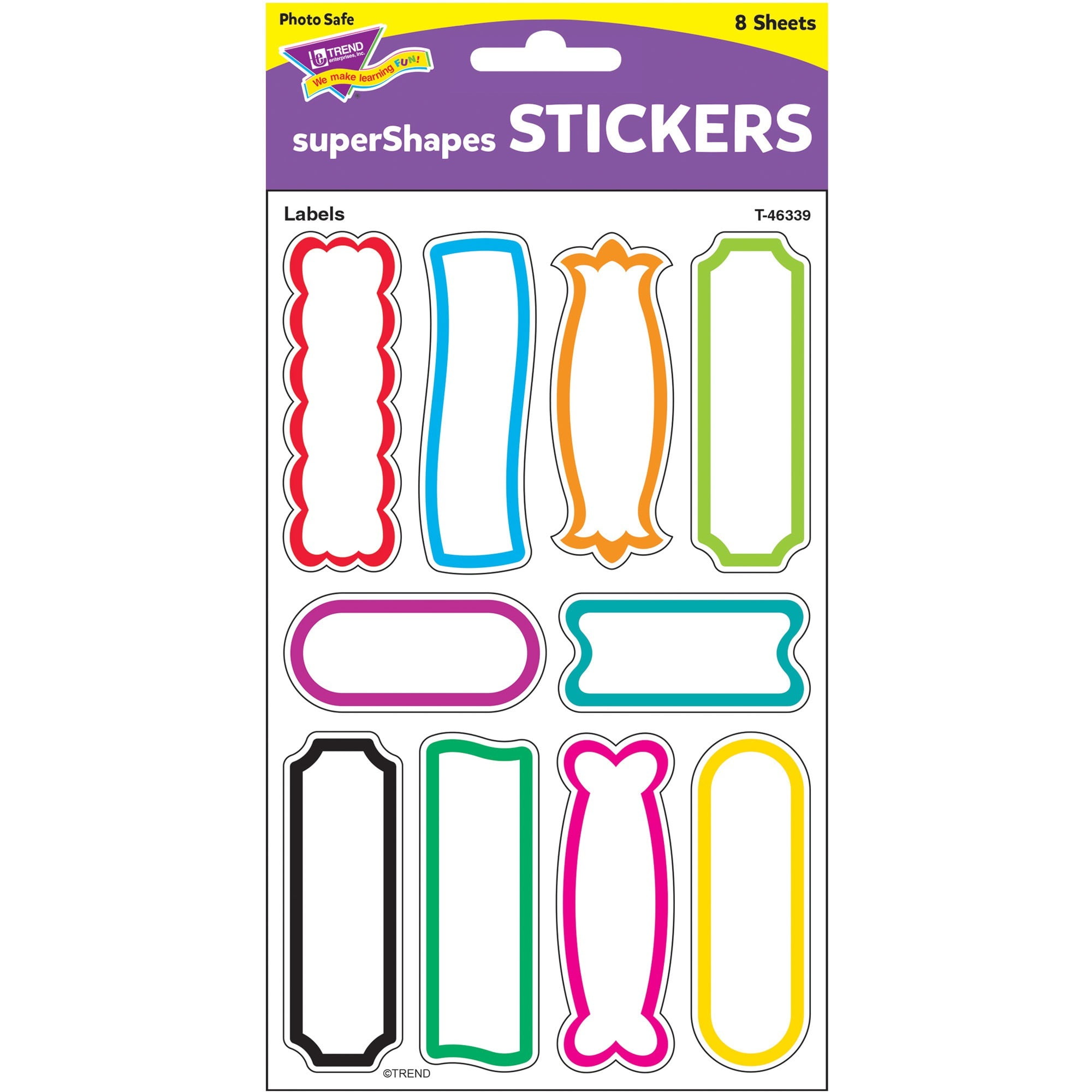 Large Inc 80 Piece Trend Enterprises Labels Super Shapes Stickers T-46339