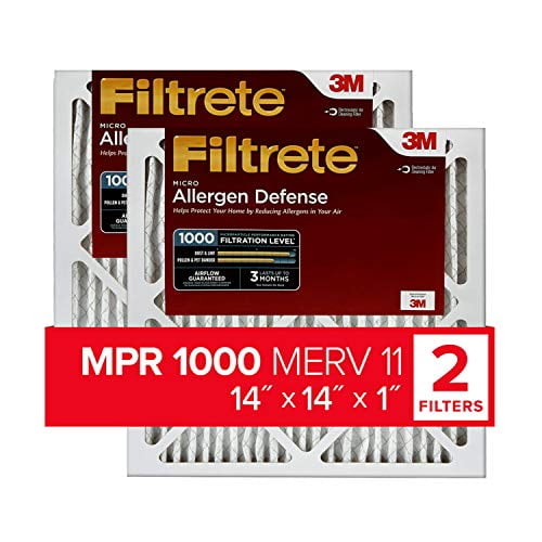 Filtrete 14x14x1, AC Furnace Air Filter, MPR 1000, Micro Allergen Defense, 2Pack (exact