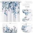 thumbnail image 7 of 4 Pcs Teal Blue Eucalyptus Bathroom Sets with Shower Curtain and Rugs, Plant Leaves Shower Curtain Sets for Chic Bathroom Decor, Bathroom Decor Curtain Sets with Mats and Accessories, 7 of 7