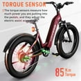 thumbnail image 6 of HOVSCO HovAlpha 26" Fat Tire Electric Bike, 750W Electric Mountain Bike for Adults, 48V/20AH Samsung/LG Battery, APP Control, UL2849, Deep Red, 6 of 7