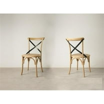 Jerwin Cross-Back Side Rattan Fabric Dining Chair (Set of 2) In Brown