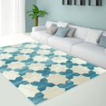 thumbnail image 2 of Ladole Rugs Clover Moroccan Trellis Pattern Area Rug Carpet in Teal Ivory (6'5" x 9'5", 200cm x 290cm), 2 of 3