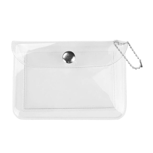 Clear Womens Card Holder Wallet Small Coin Purse Keychain Mini Change Pouch Credit Card Case Coin Purses and Pouches, Plastic PVC Wallet