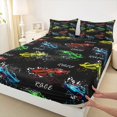 thumbnail image 3 of Erosebridal Race Car Fitted Sheet Full, Colorful Bed Set, Splatter Color 3 Pieces 1 Fitted Sheet and 2 Pillowcases, 3 of 6