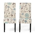 thumbnail image 4 of Contemporary Dining Chairs Set of 2, White & Blue Fabric Upholstery, Rubberwood Legs for Dining Room, Kitchen, 4 of 9