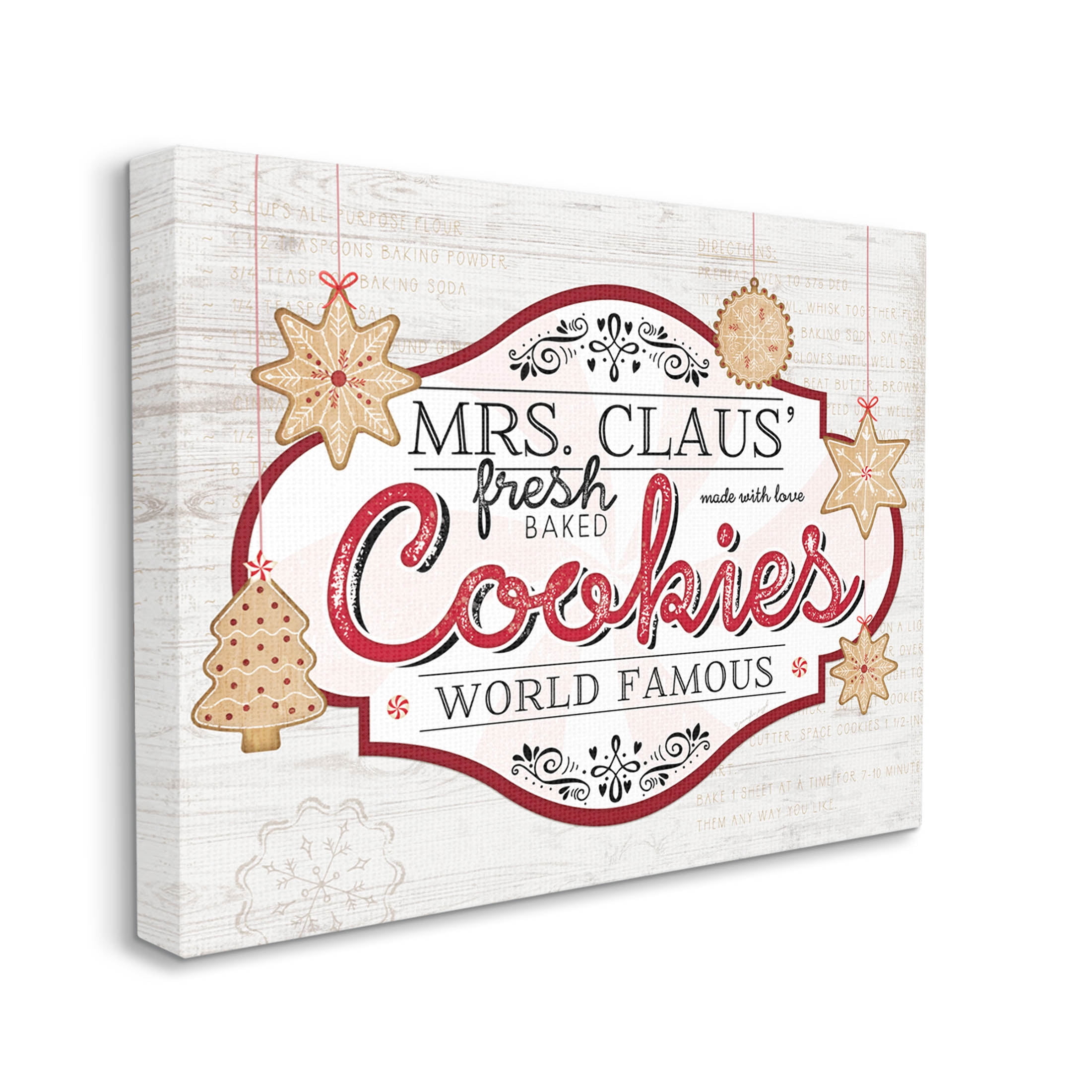 Stupell Industries Vintage Mrs. Claus Cookies Sign Graphic Art Gallery Wrapped Canvas Print Wall Art, Design by Jennifer Pugh