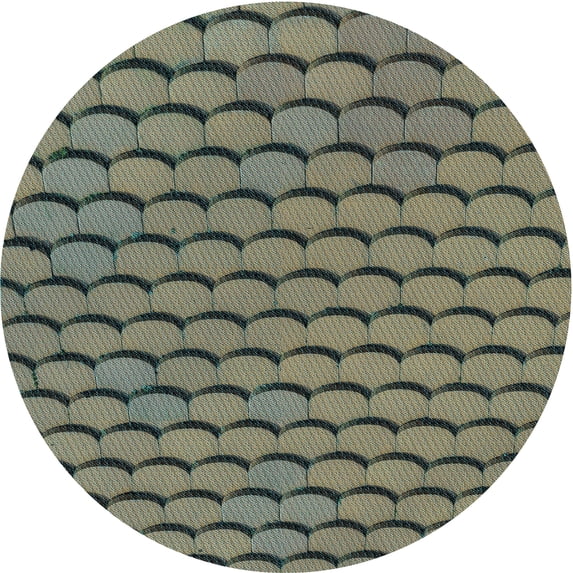 Ahgly Company Indoor Round Patterned Army Green Area Rugs, 7' Round