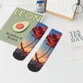 thumbnail image 5 of Uemuo Sunset Rose Elegance Printed Crew Socks, Moisture-Wicking Socks, Athletic Socks for Men Breathable Cushion Socks Casual Sport Socks for Running Traveling, 5 of 6