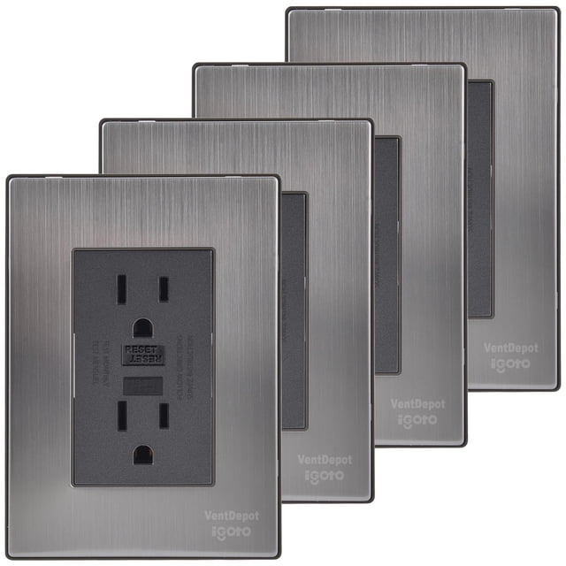 Placa Contacto Duplex Inoxium1FOxford 4Pzas Contacto Duplex Falla Tierra 125-250VCA 15A 50/60Hz Plateado/Oxford Acero In