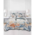 thumbnail image 2 of Quilts Twin-XL Size Bedding Set, Sea Turtle Coastal Lightweight Quilted Comforter, Summer Coral Starfish Blue Grey Wood Soft Reversible Bedspread Coverlet with Pillow Covers for All Season, 68" x 98", 2 of 7