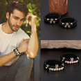 thumbnail image 4 of 4 Uds. Pulsera de cuentas con dijes de rey corona de 8mm para hombres y mujeres cuentas de piedra de ónix mate negro Natural elástico ajustable, 4 of 5