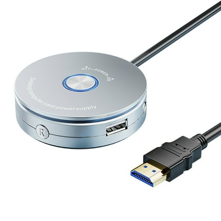 COOLHOOD External PC Power Button Desktop Computer Case Reset Switches Button with USB 2.0 Port for Office Internet Cafes