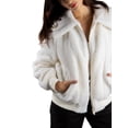 thumbnail image 3 of Jess by Meiko Women's Jackets Long Sleeve Oversized Collar Front Pockets Zipper Plush Bomber Jacket XS White, 3 of 7
