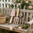 thumbnail image 1 of Iron Gardening Spade, Three Piece Tool Set With Solid Wood Handles, for Home Vegetable Growing, Pink, 1 of 6