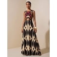 thumbnail image 5 of Black Geometric Print Sleeveless Maxi Dress For Summer Festival, Vacation, Beach, Street Style, 5 of 8
